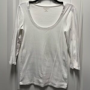 Eddie Bauer Women's White 3/4 Sleeve Top